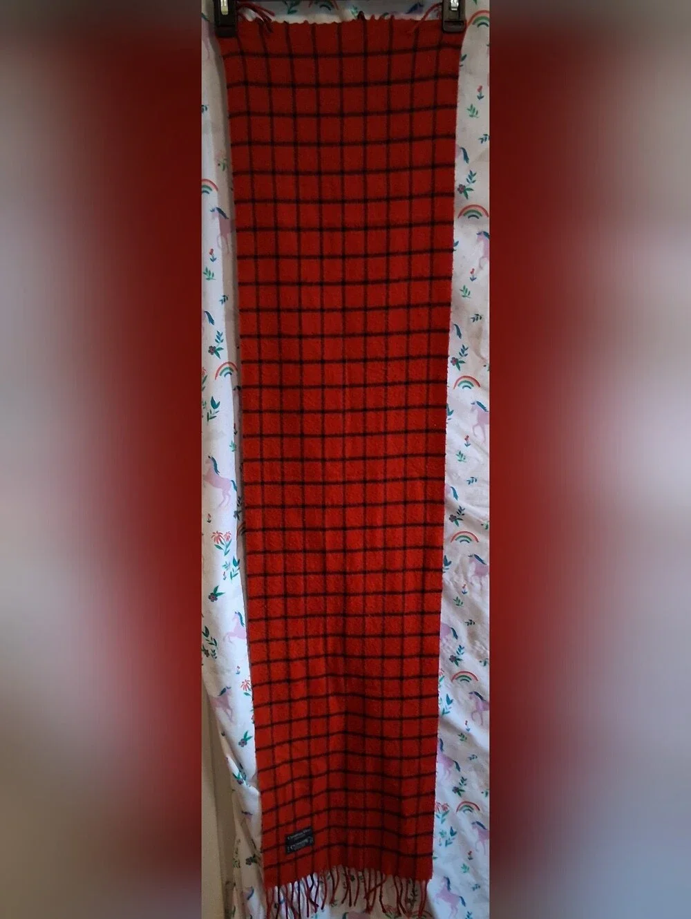 Vintage Christian Dior Cashmaire Black & Red Unisex Business Casual Scarf Wrap